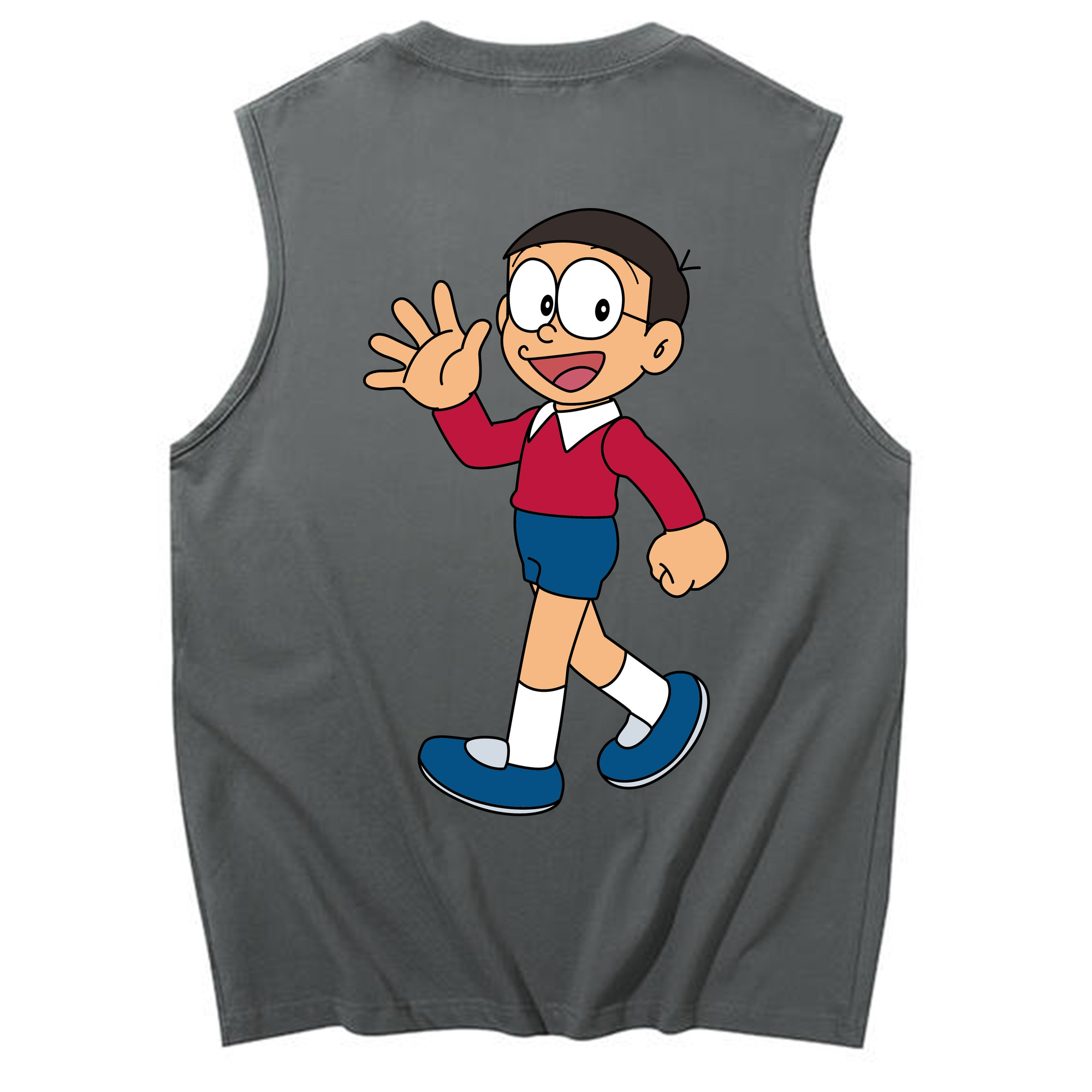 （画像用） ドラえもん 野比 のび太 Doraemon Nobita Nobi コットン100％タンクトップ（背面プリント）